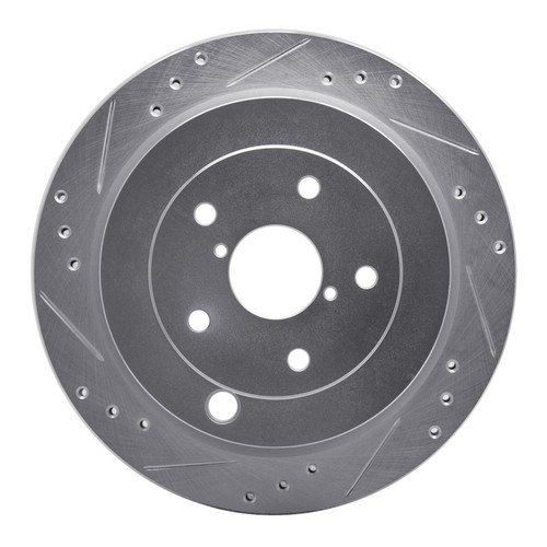 R1 06-14 Subaru B9 TRIBECA Rear Left Drilled & Slotted Silver Brake Rotor
