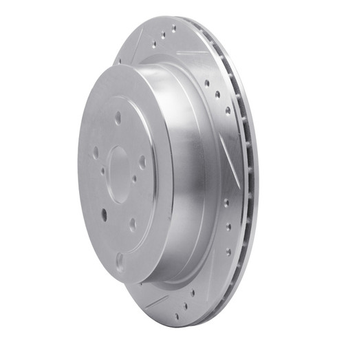 R1 06-14 Subaru B9 TRIBECA Rear Left Drilled & Slotted Silver Brake Rotor