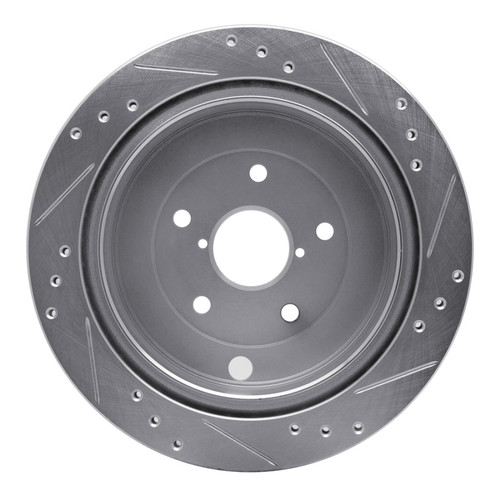 R1 06-14 Subaru B9 TRIBECA Rear Left Drilled & Slotted Silver Brake Rotor