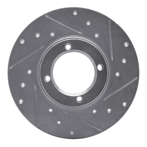 R1 80-83 Subaru GL Front Right Drilled & Slotted Silver Brake Rotor