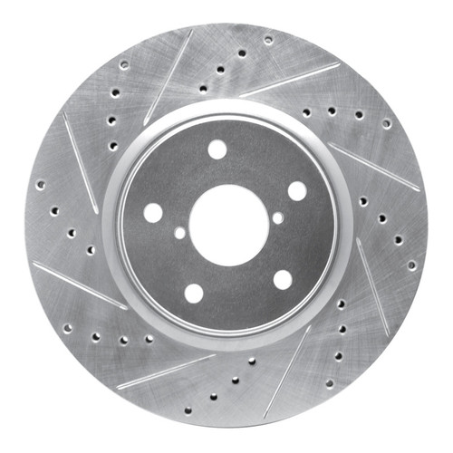 R1 06-21 Subaru Legacy Front Left Drilled & Slotted Silver Brake Rotor