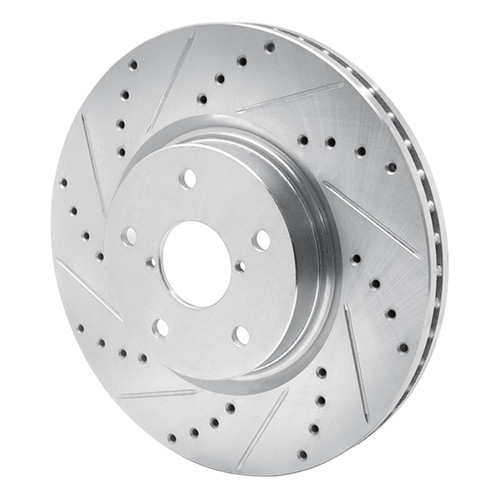 R1 06-21 Subaru Legacy Front Left Drilled & Slotted Silver Brake Rotor