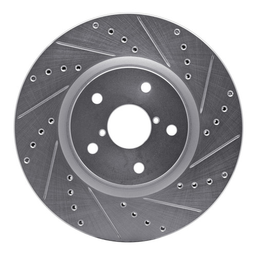 R1 06-21 Subaru WRX Front Right Drilled & Slotted Silver Brake Rotor