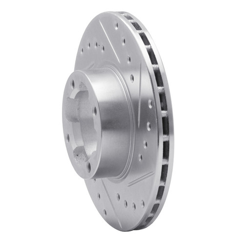 R1 83-89 Subaru BRAT Front Right Drilled & Slotted Silver Brake Rotor