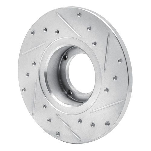 R1 80-83 Subaru STANDARD Front Left Drilled & Slotted Silver Brake Rotor