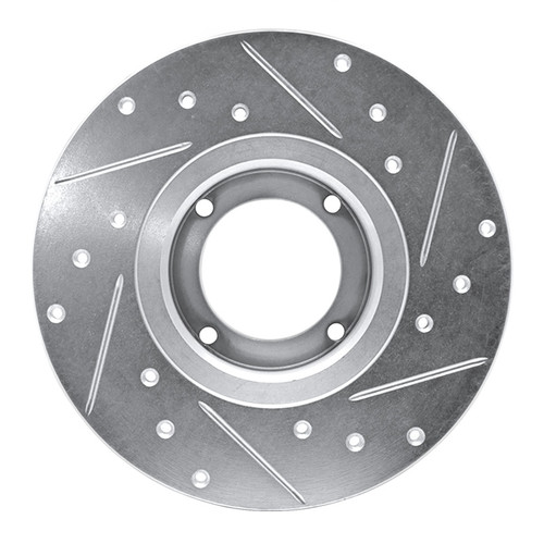 R1 80-83 Subaru STANDARD Front Left Drilled & Slotted Silver Brake Rotor
