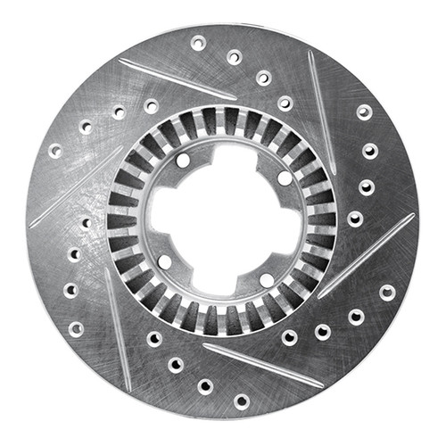 R1 83-89 Subaru STANDARD Front Left Drilled & Slotted Silver Brake Rotor