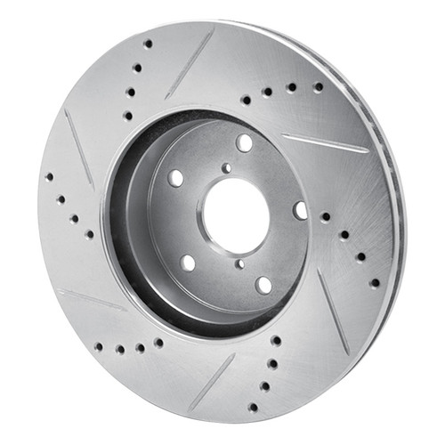 R1 15-19 Subaru Legacy Front Right Drilled & Slotted Silver Brake Rotor