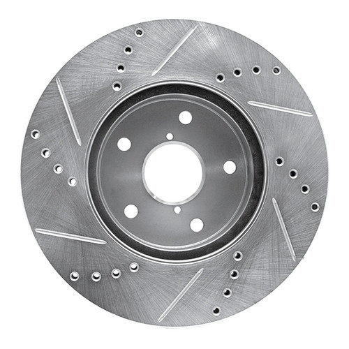 R1 15-19 Subaru Legacy Front Right Drilled & Slotted Silver Brake Rotor