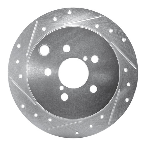 R1 12-23 Subaru Crosstrek Rear Left Drilled & Slotted Silver Brake Rotor