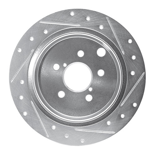 R1 12-23 Subaru Crosstrek Rear Left Drilled & Slotted Silver Brake Rotor