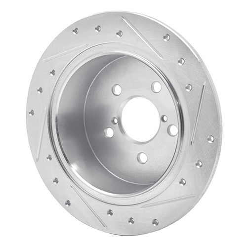 R1 05-09 Subaru Outback Rear Left Drilled & Slotted Silver Brake Rotor