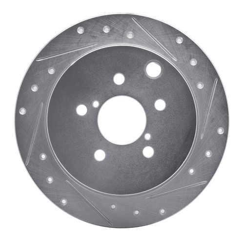 R1 12-23 Subaru Impreza Rear Right Drilled & Slotted Silver Brake Rotor