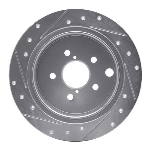 R1 12-23 Subaru Impreza Rear Right Drilled & Slotted Silver Brake Rotor