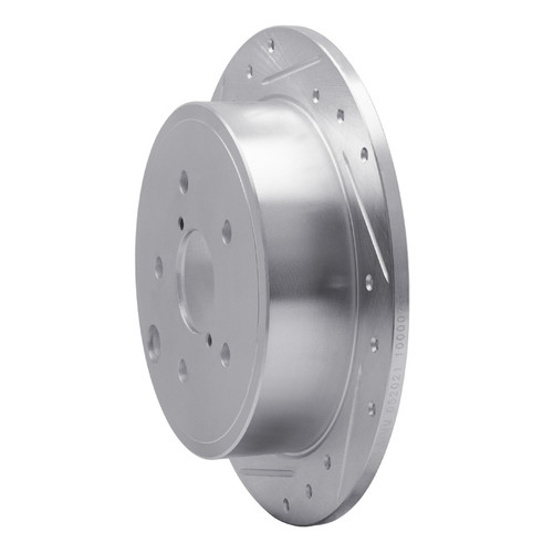 R1 15-21 Subaru WRX Rear Left Drilled & Slotted Silver Brake Rotor