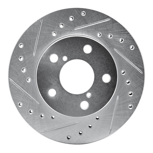 R1 93-96 Subaru Impreza Front Left Drilled & Slotted Silver Brake Rotor