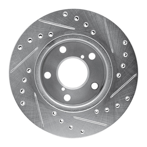 R1 93-96 Subaru Impreza Front Left Drilled & Slotted Silver Brake Rotor