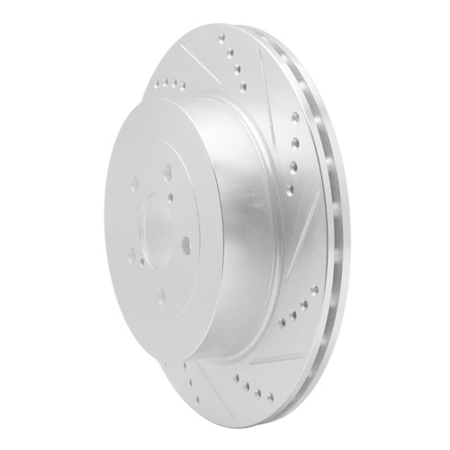 R1 03-04 Subaru Impreza Rear Right Drilled & Slotted Silver Brake Rotor