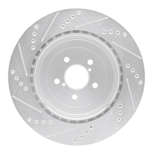 R1 03-04 Subaru Impreza Rear Right Drilled & Slotted Silver Brake Rotor