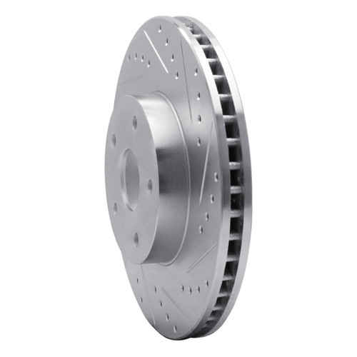 R1 92-97 Subaru SVX Front Right Drilled & Slotted Silver Brake Rotor