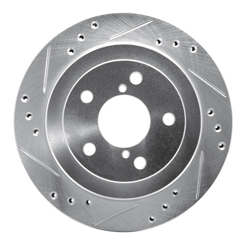 R1 90-94 Subaru Legacy Rear Left Drilled & Slotted Silver Brake Rotor