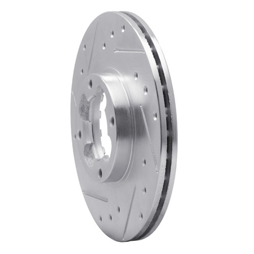 R1 89-94 Subaru Justy Front Left Drilled & Slotted Silver Brake Rotor