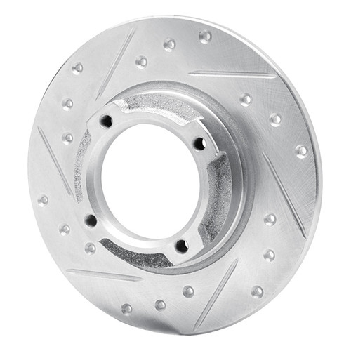 R1 85-91 Subaru XT Rear Left Drilled & Slotted Silver Brake Rotor