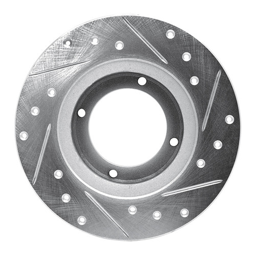 R1 85-91 Subaru XT Rear Left Drilled & Slotted Silver Brake Rotor