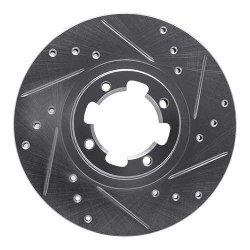 R1 85-94 Subaru GL-10 Front Right Drilled & Slotted Silver Brake Rotor