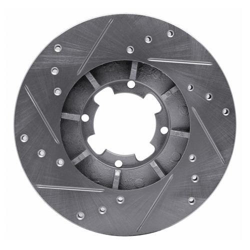 R1 85-94 Subaru GL-10 Front Right Drilled & Slotted Silver Brake Rotor
