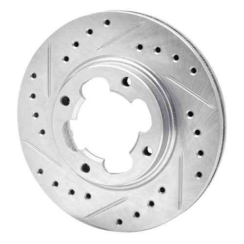 R1 87-94 Subaru Justy Front Left Drilled & Slotted Silver Brake Rotor