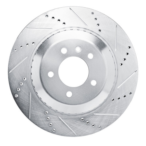 R1 20-24 Land Rover Defender 130 Rear Right Drilled & Slotted Silver Brake Rotor