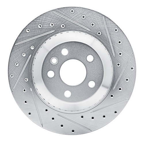 R1 20-26 Jaguar F-Pace Rear Right Drilled & Slotted Silver Brake Rotor