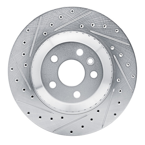 R1 20-26 Jaguar F-Pace Rear Left Drilled & Slotted Silver Brake Rotor
