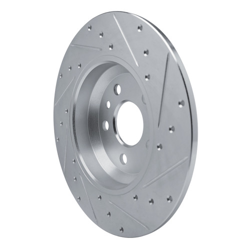 R1 20-22 Jaguar E-Pace Rear Left Drilled & Slotted Silver Brake Rotor