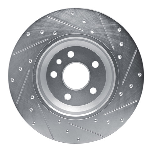 R1 20-22 Jaguar E-Pace Rear Left Drilled & Slotted Silver Brake Rotor
