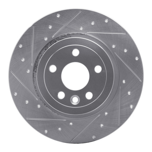 R1 16-19 Land Rover Range Rover Evoque Rear Left Drilled & Slotted Silver Brake Rotor