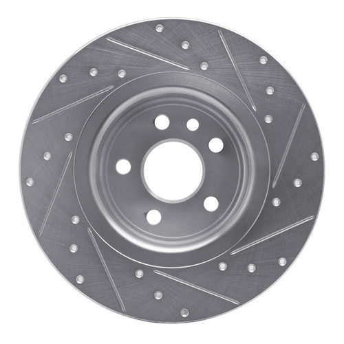R1 16-19 Land Rover Range Rover Evoque Rear Left Drilled & Slotted Silver Brake Rotor