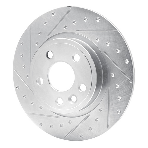 R1 15-20 Jaguar E-Pace Rear Left Drilled & Slotted Silver Brake Rotor
