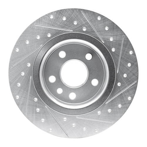 R1 15-20 Jaguar E-Pace Rear Left Drilled & Slotted Silver Brake Rotor