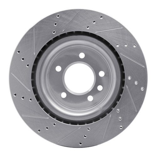 R1 14-24 Land Rover Range Rover Rear Right Drilled & Slotted Silver Brake Rotor