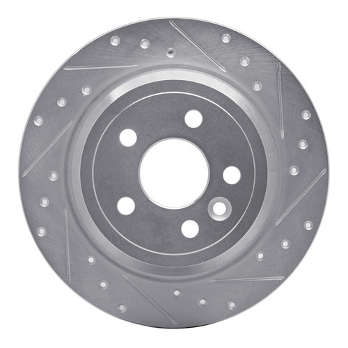 R1 13-15 Land Rover LR2 Rear Right Drilled & Slotted Silver Brake Rotor