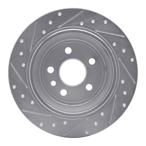 R1 13-15 Land Rover LR2 Rear Right Drilled & Slotted Silver Brake Rotor