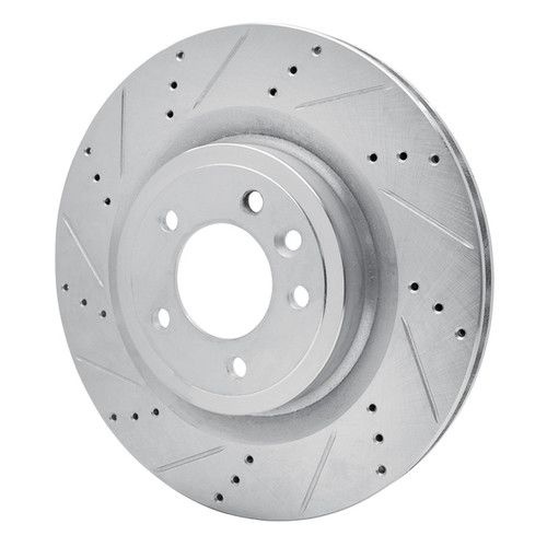 R1 14-24 Land Rover Range Rover Rear Left Drilled & Slotted Silver Brake Rotor