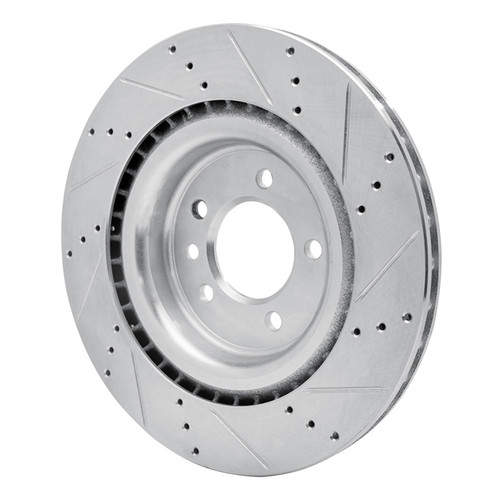 R1 14-24 Land Rover Range Rover Rear Left Drilled & Slotted Silver Brake Rotor