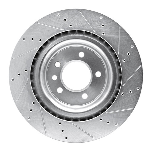 R1 14-24 Land Rover Range Rover Rear Left Drilled & Slotted Silver Brake Rotor