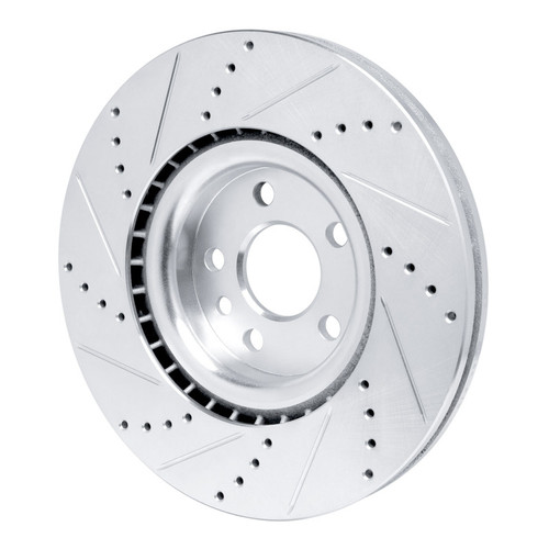 R1 15-19 Jaguar E-Pace Front Right Drilled & Slotted Silver Brake Rotor