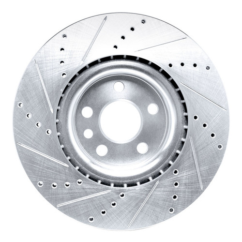 R1 15-19 Jaguar E-Pace Front Right Drilled & Slotted Silver Brake Rotor