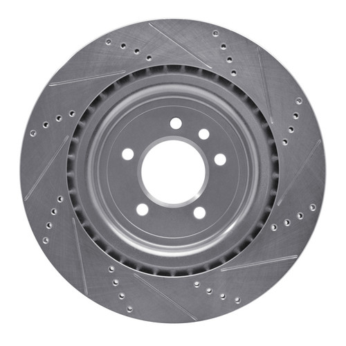 R1 13-25 Land Rover Range Rover Rear Left Drilled & Slotted Silver Brake Rotor
