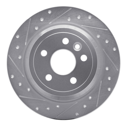 R1 13-15 Land Rover LR2 Rear Left Drilled & Slotted Silver Brake Rotor